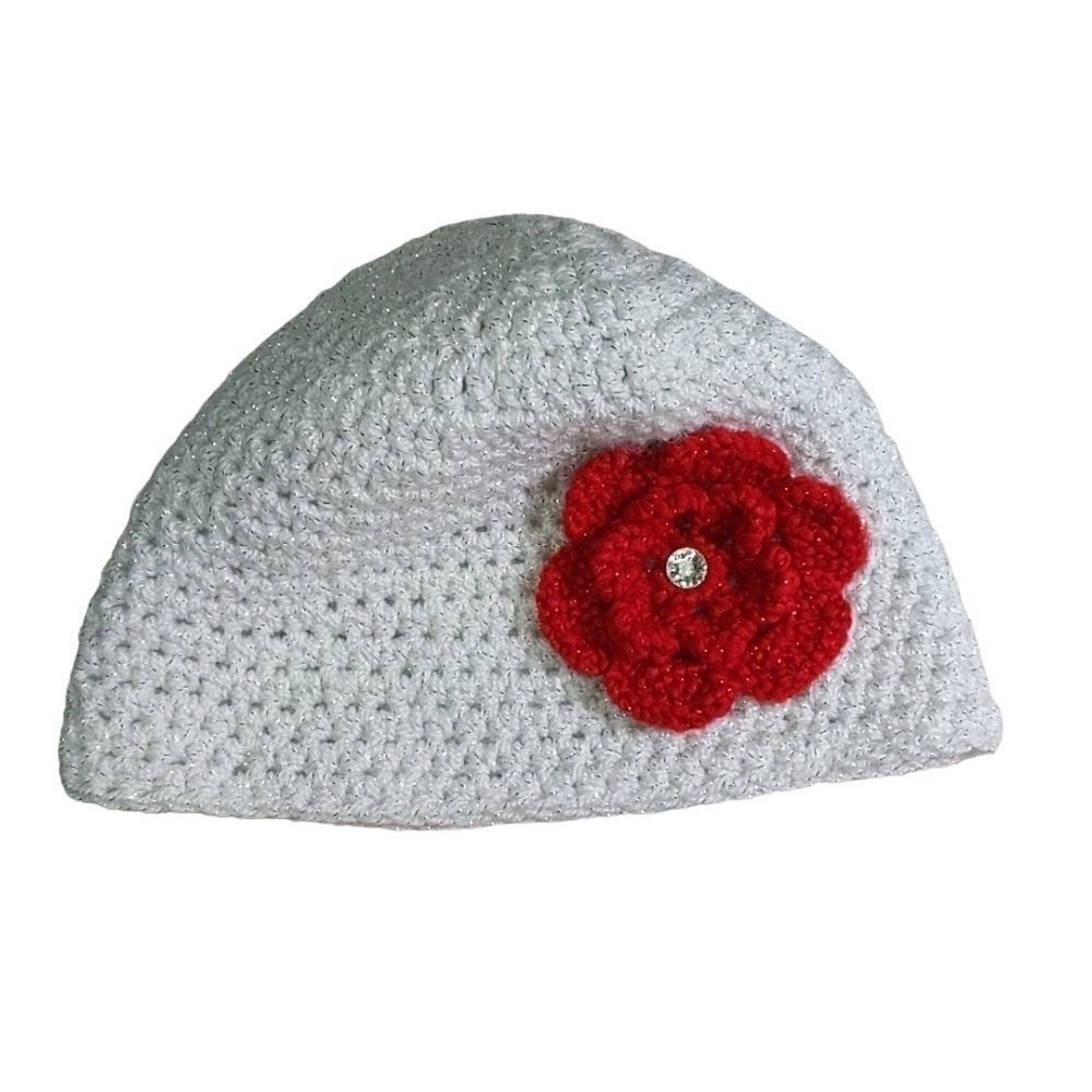 GIRLS' HANDMADE KNIT HAT WITH FLOWER - Picture 7 of 10